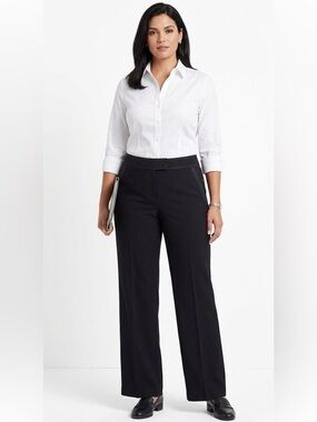 CLASSIC EUROPEAN Wide-Leg Black Pants with white stitching Size EuroT44 US 12